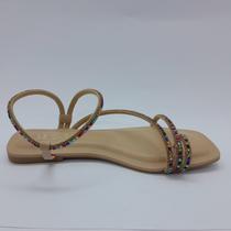 Sandalia Rasteira Com Brilho Bistro