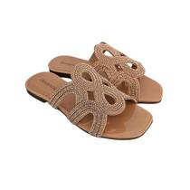 Sandalia rasteira com brilho doce maca - e509qd