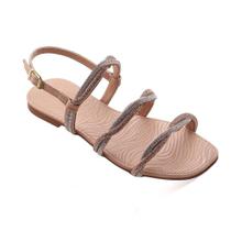 Sandalia rasteira com pedraria doce maca - e602qd