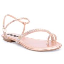 Sandália Rasteira Confortável Brilho strass Flat Moda Luxo Fashion