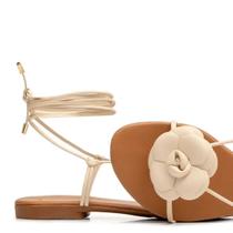 Sandália Rasteira Constance Feminina Flor Romantica