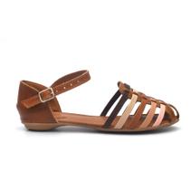 Sandália Rasteira Couro Feminina Confortável Ortopédica