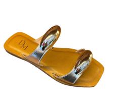 Sandália rasteira de couro feminina prata Fenomena