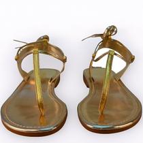 Sandália Rasteira de Couro Helena Tiras Confortável Tamanho