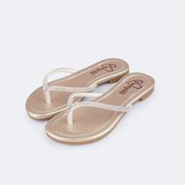 Sandalia rasteira dourada Pampili Iris strass