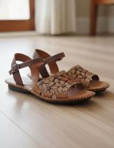 Sandália Rasteira em Couro Café Taup Whisky