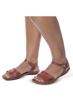 Sandália Rasteira em Couro Conhaque Goiaba