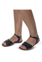 Sandália Rasteira em Couro Preto