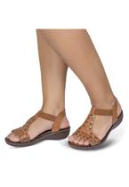 Sandália Rasteira em Couro Whisky Conhaque