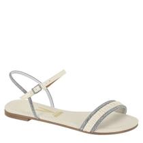 Sandália Rasteira Fem Vizzano Brilho Off White 6235.1702