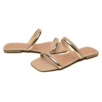 Sandália Rasteira Feminina 2 Tiras com Glitter