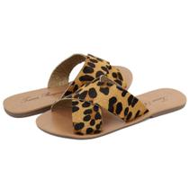 sandalia rasteira feminina animal print