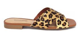 Sandália Rasteira Feminina Bottero Couro Onça 366901 Sandália Rasteira Feminina Bottero Couro Onça 366901