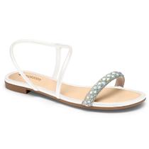 Sandália Rasteira Feminina Branco Metal Mississipi MI351-0003