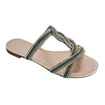 Sandalia rasteira feminina com pedraria doce maca - d959rt