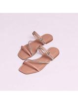 Sandália rasteira feminina com strass modelo 2 em 1