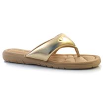 Sandália Rasteira Feminina Comfortflex Dourado 24-80335 MET