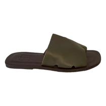 Sandalia Rasteira Feminina Couro Legítimo Verão Moda Casual Premium Confortável Dia a Dia Aberta Palmilha Macia Antiderrapante Estilosa Linda HMS