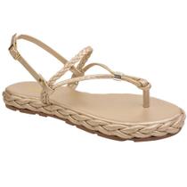 Sandália Rasteira Feminina Dourado Akazzo 3754C