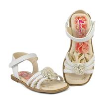 Sandália Rasteira Feminina Infantil Menina Conforto Branco Prata Mz Shoes