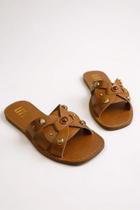 Sandalia Rasteira Feminina Littz Com Esferas Calce Facil Calf Ambar/Caramelo/Ouro Fosco Sandalia Rasteira Feminina Littz Com Esferas Calce Facil Calf Ambar/Caramelo/Ouro Fosco