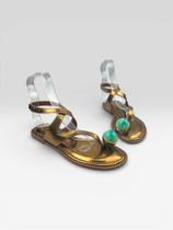Sandália Rasteira Feminina Metalizada Com Pedra Bronze Sandália Rasteira Feminina Metalizada Com Pedra Bronze