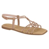 Sandália Rasteira Feminina Moleca Strass Brilhos 5558.112.31657 Cor:Cristal/Branco OffTamanho:40