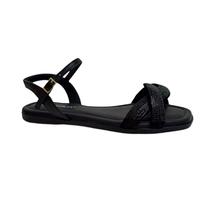 Sandalia rasteira feminina piccadilly strass tira trançada preto/rose 508055