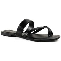 Sandália Rasteira Feminina Preto Akazzo 2887IC-10