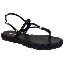 Sandália Rasteira Feminina Preto Akazzo 3754C