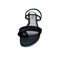 Sandália Rasteira Feminina Preto Bico Redondo