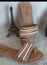 Sandália Rasteira Feminina Rasteirinha Verão - Mr try shoes perola Sandália Rasteira Feminina Rasteirinha Verão - Mr try shoes perola