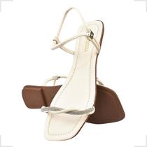 Sandalia Rasteira Feminina Strass Confortavel