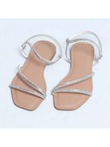 Sandália rasteira feminina toda em strass