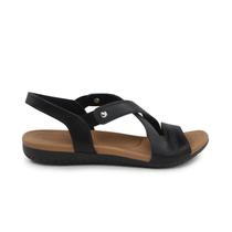 Sandalia Rasteira Feminina Usaflex Couro Elástico R1804 Preto