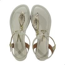 Sandália Rasteira Feminina Vizzano Pelica Branco Off
