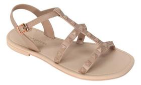 Sandália Rasteira Feminino Adulto Spikes Tiras Moda Confortável antiderrapante 10284