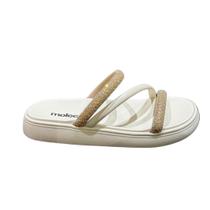 Sandalia Rasteira Flat Moleca Tira Com Strass Casual Branco 1031 Sandalia Rasteira Flat Moleca Tira Com Strass Casual Branco 1031