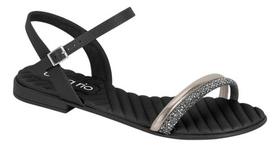 Sandália Rasteira Flat Tiras em Strass Verão Beira Rio 8519.109