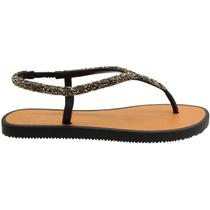 Sandália Rasteira Flor De Griffe Tira Adornada Feminina