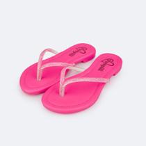 Sandália Rasteira Infantil Pampili Iris Strass Pink Fluor 725.018