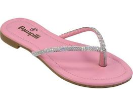 Sandália Rasteira Infantil Pampili Iris Strass Rosa