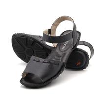 Sandália Rasteira Jade em Couro Solare Preto - 12352SP