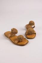 Sandália Rasteira Littz Com Pompons Confortável E Estiloso Canela Sandália Rasteira Littz Com Pompons Confortável E Estiloso Canela