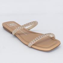 Sandalia Rasteira Moleca Feminina Strass Brilho Casual