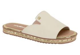 Sandalia Rasteira Moleca Slide Feminina Com Detalhe Em Solado Trançado Branco Off Sandalia Rasteira Moleca Slide Feminina Com Detalhe Em Solado Trançado Branco Off