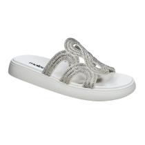 Sandalia Rasteira Moleca Super Strass Feminina Branco