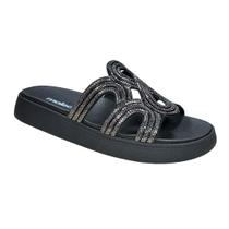 Sandalia Rasteira Moleca Super Strass Feminina Preto
