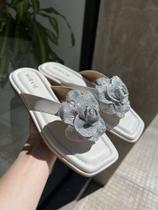 Sandália rasteira Off-White rosa brilho Sandália rasteira Off-White rosa brilho