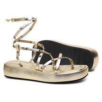 Sandalia Rasteira Papete Flat Form Com Spike